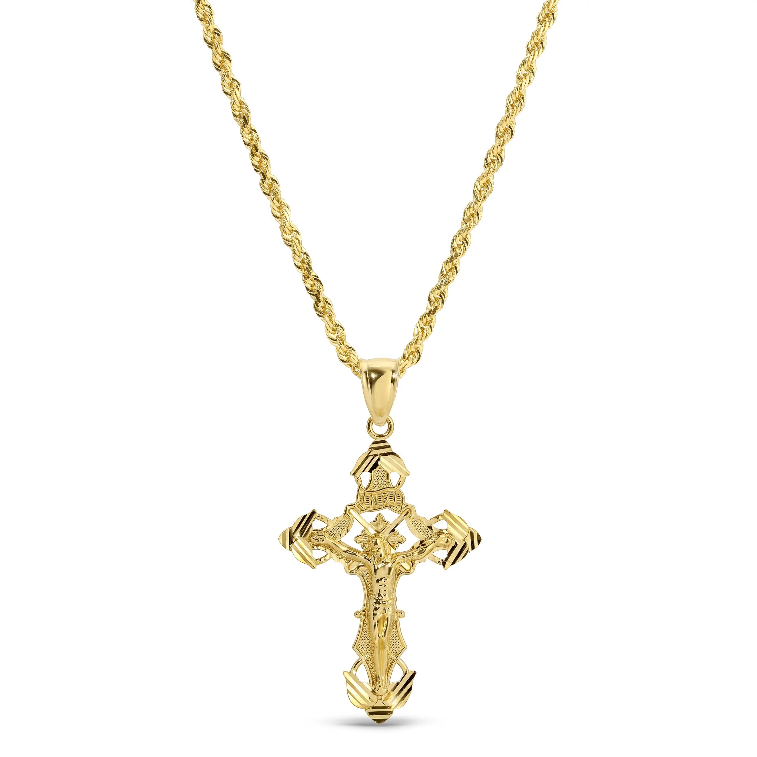 14K Gold Rope Chain with INRI Crucifix - Premium Quality – vandpjewelry