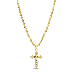 14k Gold Rope Chain with Cross Pendant 072 Set vandpjewelry