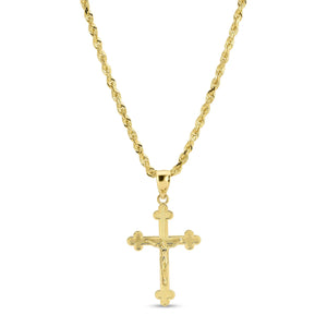 14k Gold Rope Chain with Crucifix Cross Pendant 094 Set vandpjewelry