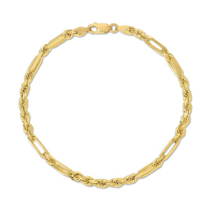 14k Gold Milano Rope Bracelet 6mm FigaRope V&P Jewelry