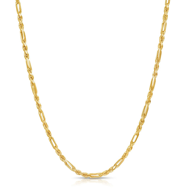 14k Gold Italian Milano FigaRope Chain 3.5mm V&P Jewelry
