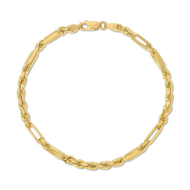 14k Gold Milano Rope Bracelet 4mm FigaRope V&P Jewelry