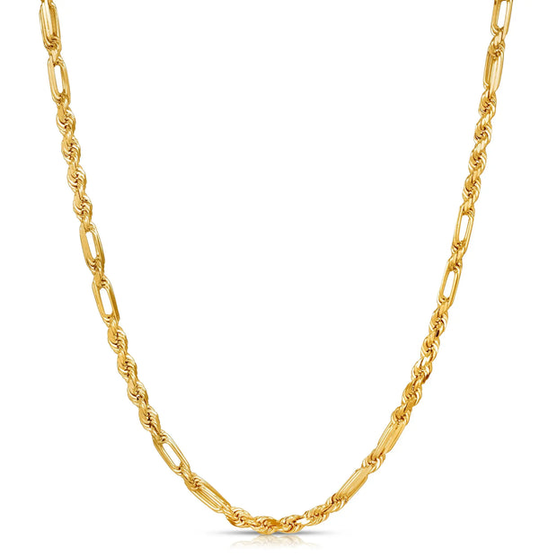 14K Gold Milano Rope Chain 5mm Figarope V&P Jewelry