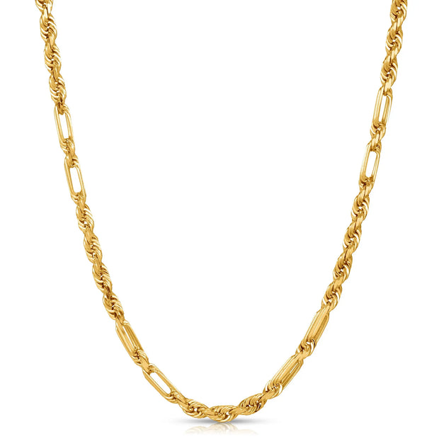 14K Gold Milano Rope Chain 6mm Figarope V&P Jewelry