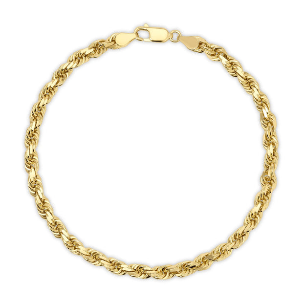 14k Gold Rope Chain Bracelet 5mm V&P Jewelry