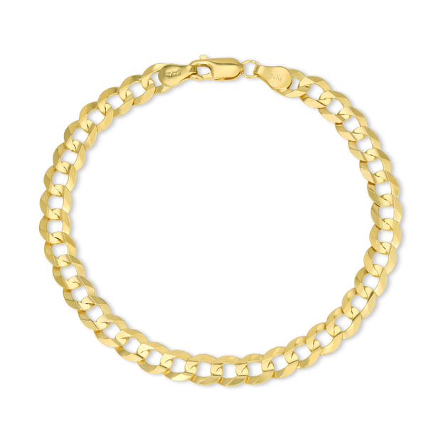 14k Gold Curb Chain Bracelet 7.2mm V&P Jewelry