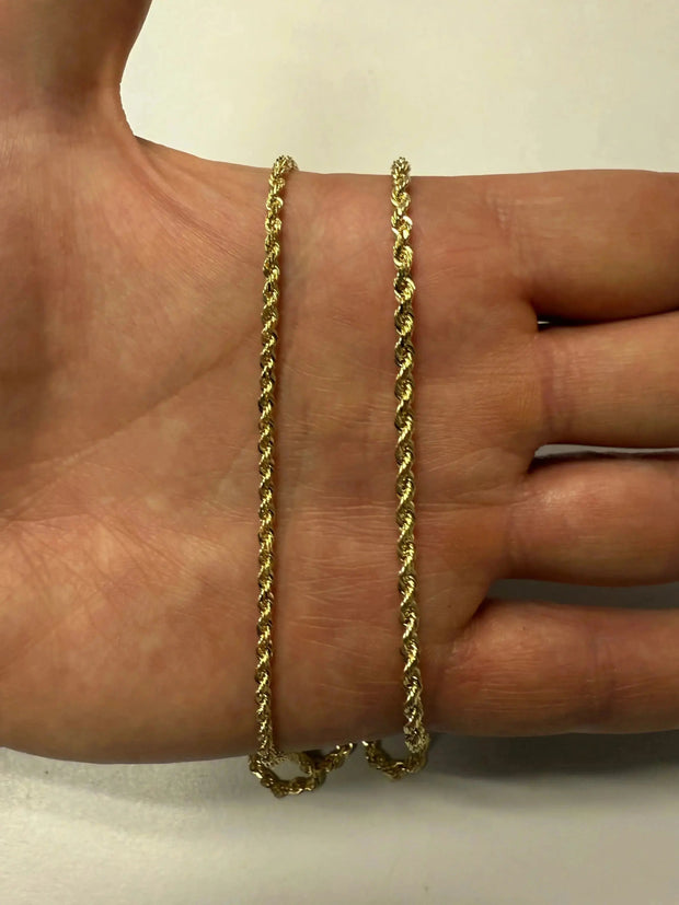 14k Gold Rope Chain with Pax Crucifix Cross Pendant Set (M) vandpjewelry