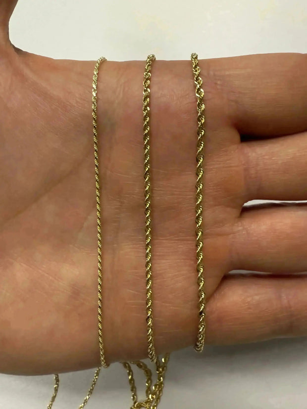 14k Gold Rope Chain with Pax Crucifix Cross Pendant Set (S) vandpjewelry