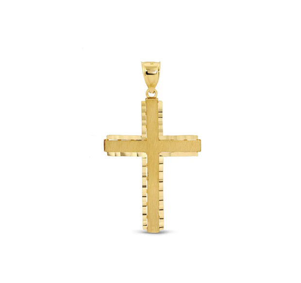 14K Gold Solid Ascend Cross Pendant (S) V&P Jewelry
