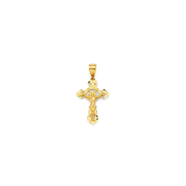 14K Gold Solid Inri Crucifix Cross Pendant 000 V&P Jewelry