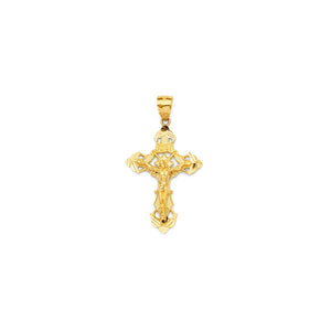 14K Gold Solid Inri Crucifix Cross Pendant 001 V&P Jewelry