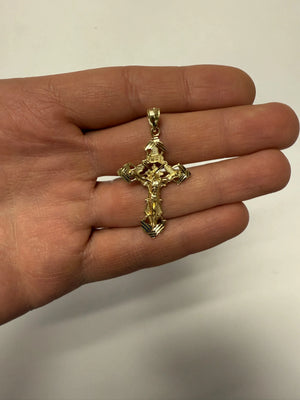 14K Gold Solid Inri Crucifix Cross Pendant 001 V&P Jewelry