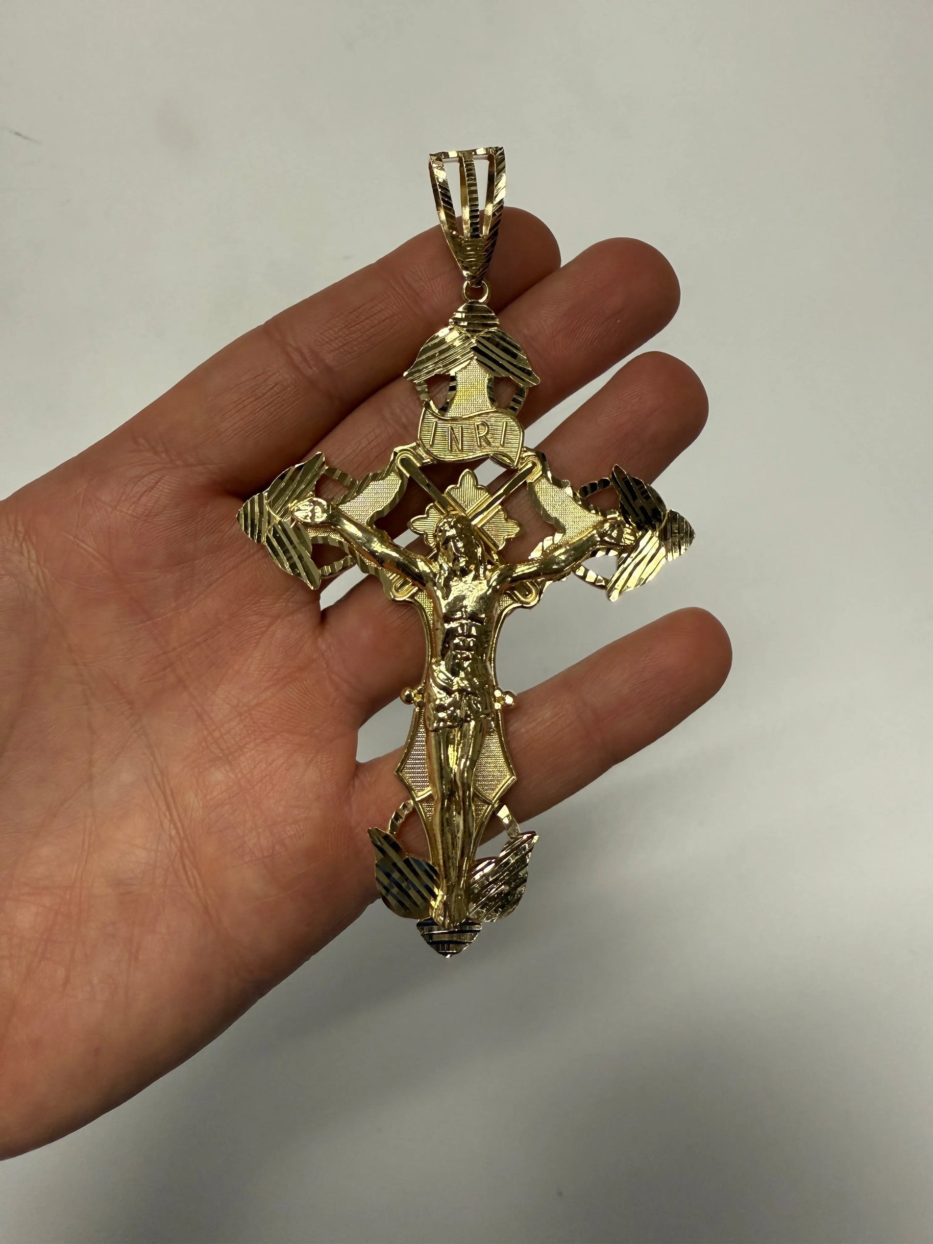 14K Solid Gold Inri Crucifix Cross Pendant 007 – vandpjewelry