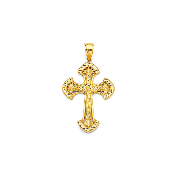 14K Gold Solid Crucifix Cross Pendant 010 V&P Jewelry