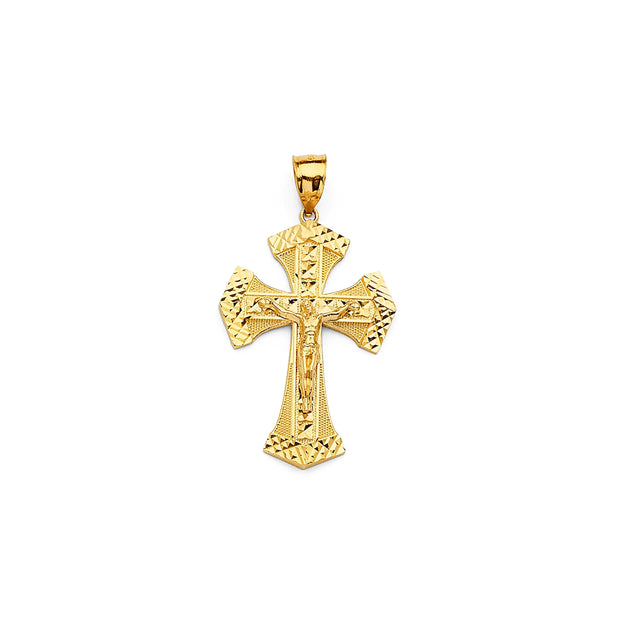 14K Gold Solid Crucifix Cross Pendant 014 V&P Jewelry