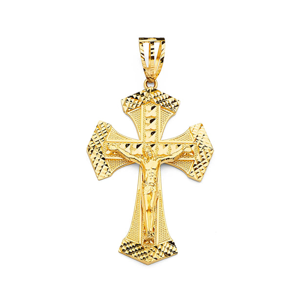 14K Gold Solid Crucifix Cross Pendant 015 V&P Jewelry