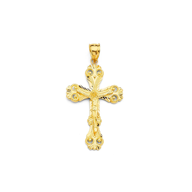 14K Gold Solid Crucifix Cross Pendant 025 V&P Jewelry
