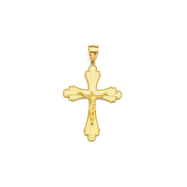 14K Gold Solid Crucifix Cross Pendant 036 V&P Jewelry