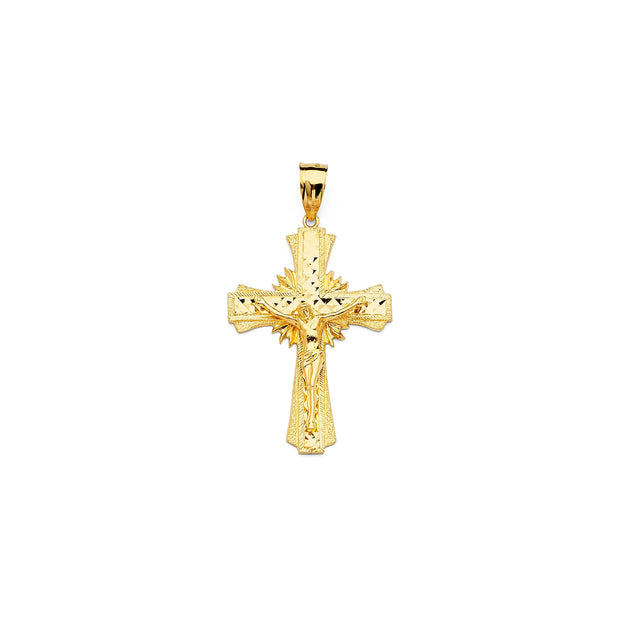 14K Gold Glory Crucifix Cross Pendant (S) V&P Jewelry