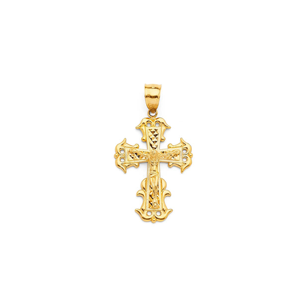 14K Gold Solid Crucifix Cross Pendant 047 V&P Jewelry