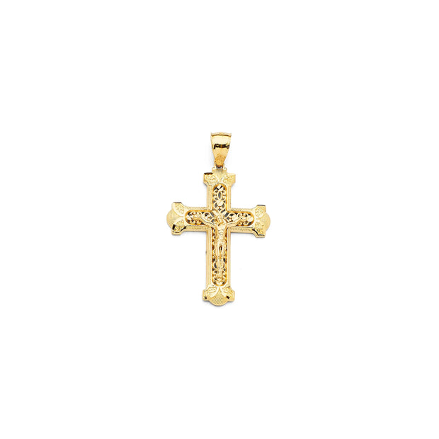 14K Gold Solid Crucifix Cross Pendant 048 V&P Jewelry