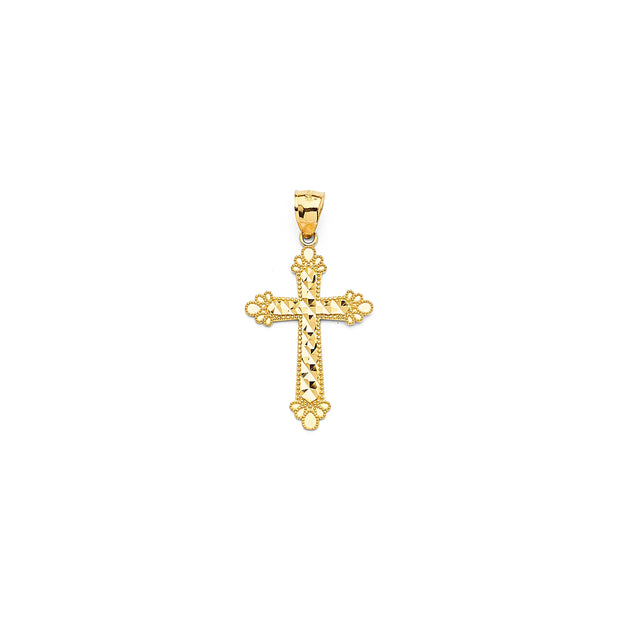 14K Gold Solid Cross Pendant 074 V&P Jewelry