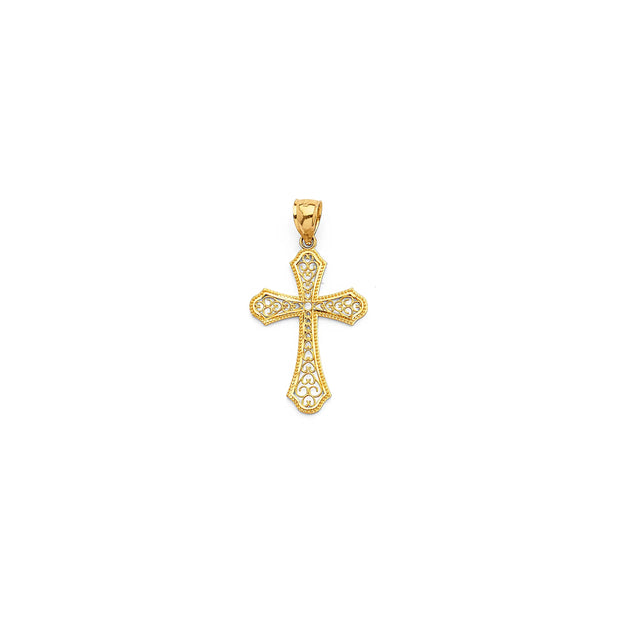 14K Gold Solid Cross Pendant 076 V&P Jewelry