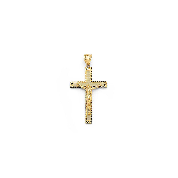 14K Gold Solid Bless Crucifix Cross Pendant M V&P Jewelry