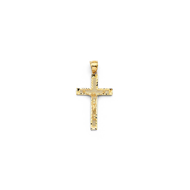 14K Gold Solid Bless Crucifix Cross Pendant S V&P Jewelry