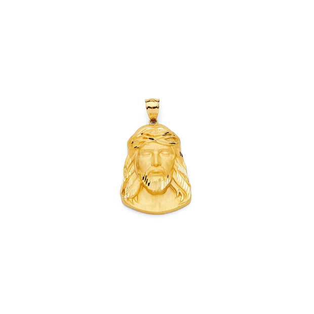 14k Gold Solid Jesus Face Pendant 180 V&P Jewelry