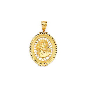 14k Gold Jesus Face Oval Pendant (L) V&P Jewelry