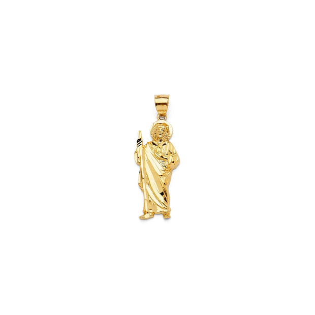 14K Gold Solid Saint Jude Pendant (S) V&P Jewelry