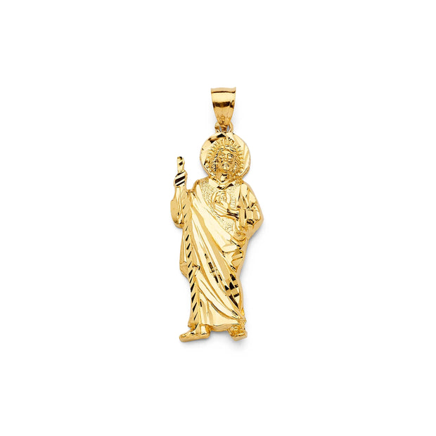 14K Gold Solid Saint Jude Pendant (L) V&P Jewelry