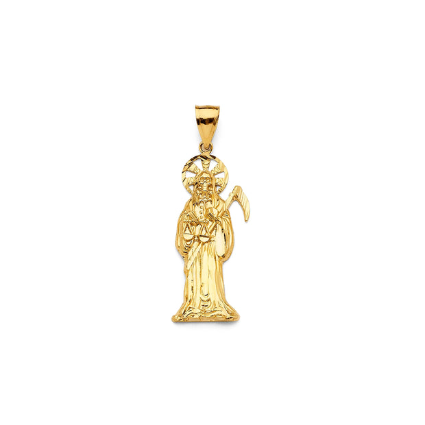 14K Gold Solid Santa Muerte Penant 223 V&P Jewelry