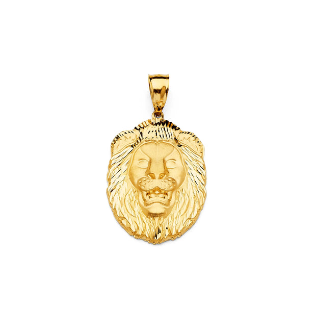 14K Gold Lion Face Pendant 247 V&P Jewelry