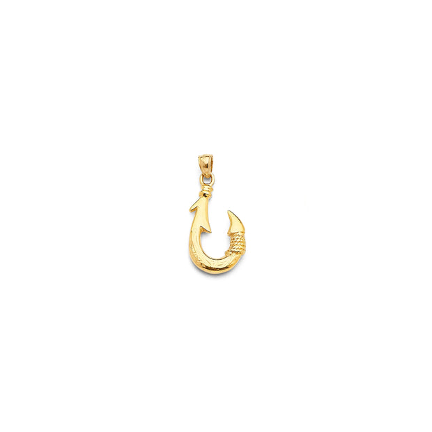 14K Gold Fish Hook Pendant 555 V&P Jewelry