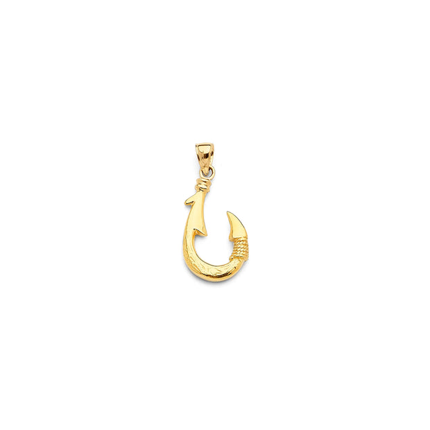 14K Gold Fish Hook Pendant 556 V&P Jewelry