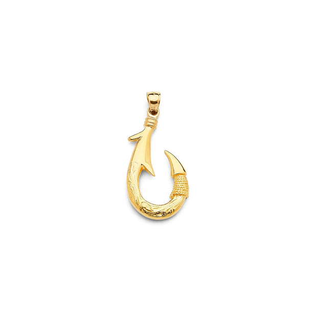 14K Gold Fish Hook Pendant 557 V&P Jewelry