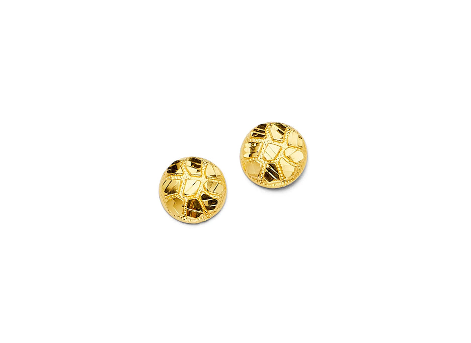 14K Gold Solid Nugget Earrings 602 V&P Jewelry