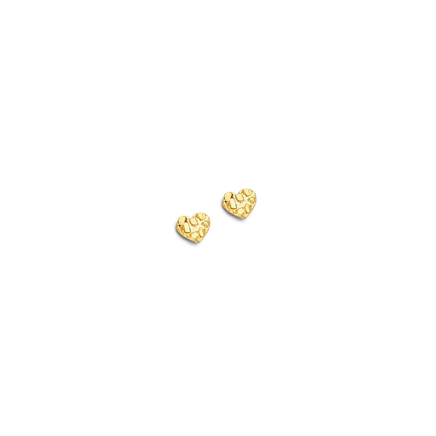 14K Gold Nugget Heart Earrings 613 V&P Jewelry