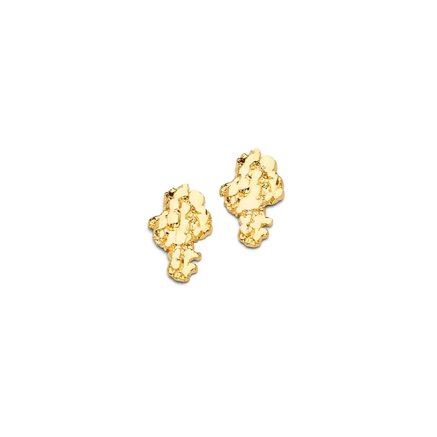 14K Gold Solid Nugget Earrings 620 V&P Jewelry