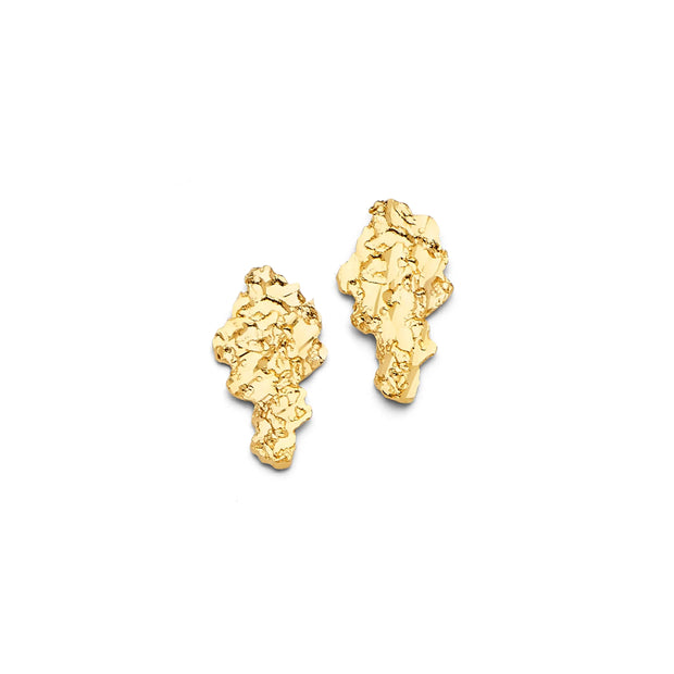 14K Gold Solid Nugget Earrings 621 V&P Jewelry