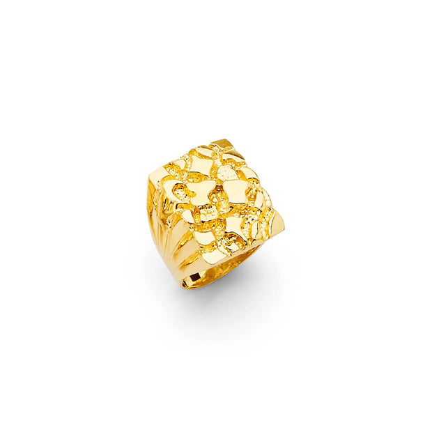 14K Gold Solid Atlas Nugget Ring V&P Jewelry