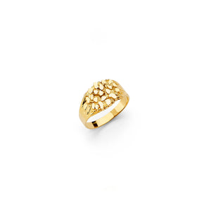 14K Gold Solid Lazer Nugget Ring V&P Jewelry
