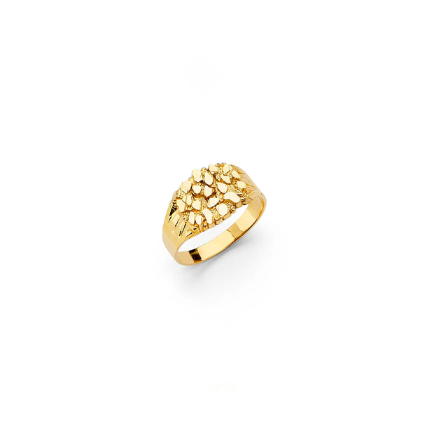 14K Gold Solid Lazer Nugget Ring V&P Jewelry