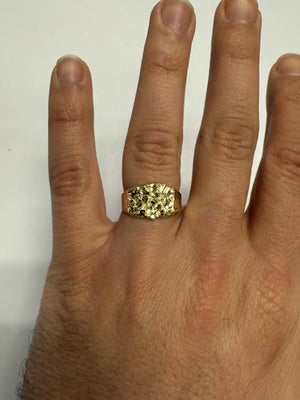 14K Gold Solid Lazer Nugget Ring V&P Jewelry